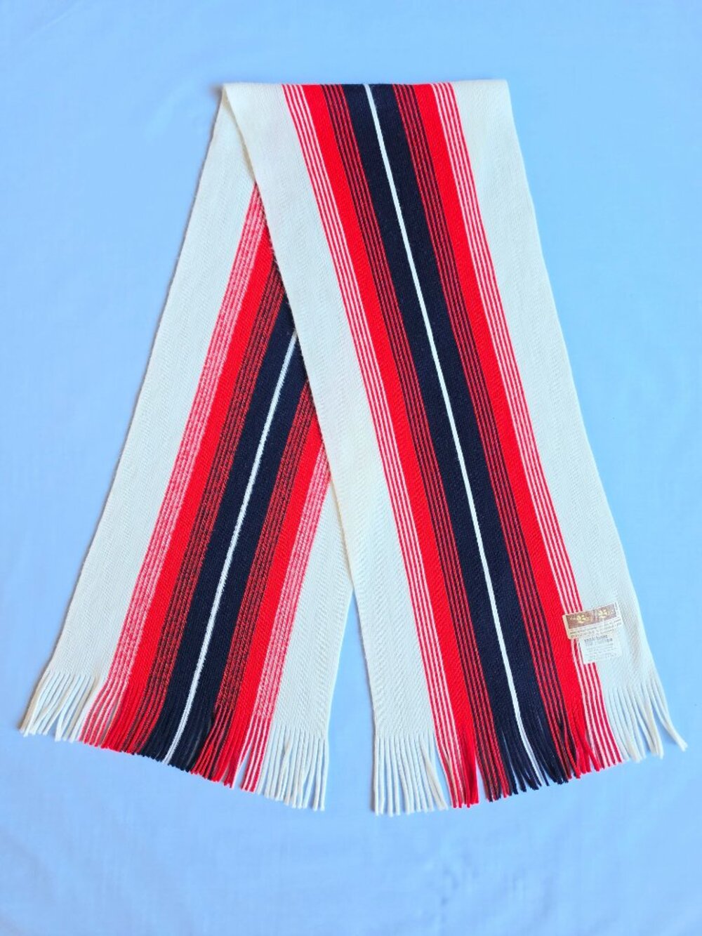 VTG The Bay Hudson's Bay Co Scarf Striped West Germany White Red Black Acrylic